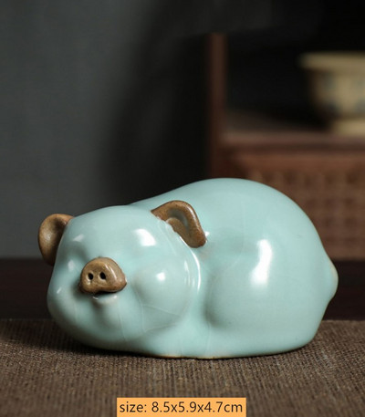 Lovely Ceramic Tea Pet Díszek Nyúltea Figura Kreatív Állatmodell Dekoráció Butik Otthoni Dekorációs Tea Kiegészítők