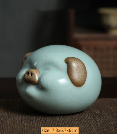 Lovely Ceramic Tea Pet Díszek Nyúltea Figura Kreatív Állatmodell Dekoráció Butik Otthoni Dekorációs Tea Kiegészítők