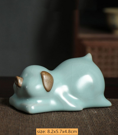 Lovely Ceramic Tea Pet Díszek Nyúltea Figura Kreatív Állatmodell Dekoráció Butik Otthoni Dekorációs Tea Kiegészítők