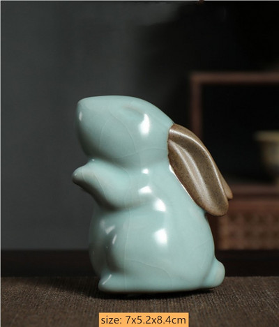 Lovely Ceramic Tea Pet Díszek Nyúltea Figura Kreatív Állatmodell Dekoráció Butik Otthoni Dekorációs Tea Kiegészítők