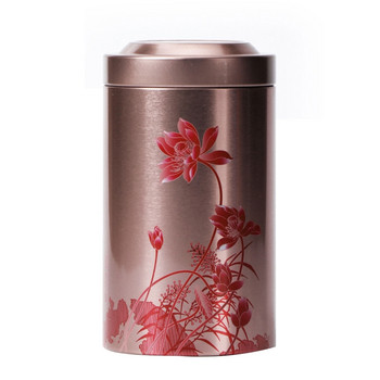 95AA Тенекиена опаковъчна кутия за бонбони Тенекиена кутия за чай Резервоар за съхранение с благоприятен подарък Lotus 3D цветен печат Шаблон Домашен декор