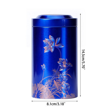 95AA Тенекиена опаковъчна кутия за бонбони Тенекиена кутия за чай Резервоар за съхранение с благоприятен подарък Lotus 3D цветен печат Шаблон Домашен декор