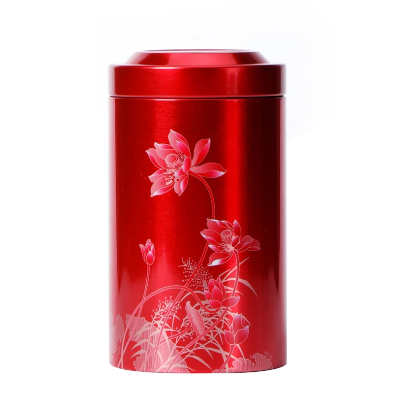 95AA bádog cukorka csomagolódoboz tea bádogdoboz tárolótartály kedvező lótusz ajándék 3D színes nyomtatási mintával otthoni dekorációval