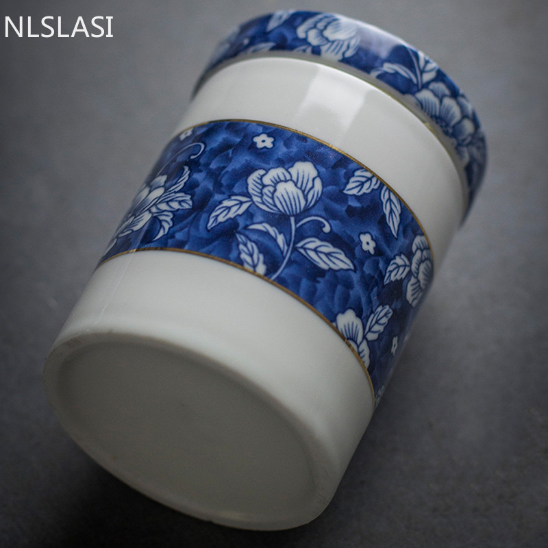 Ķīniešu zilā un baltā porcelāna noslēgtā tēja Caddy mājsaimniecības keramikas uzglabāšanas tvertne ceļojumu tējas maisiņu virtuves garšvielu organizators
