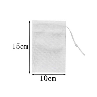 100 БР. Филтърни торбички за чай Еднократна чанта за запарки за чай с шнур Неизбелени празни торбички за чай за насипен чай Стадо кафе