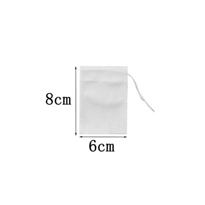 100 БР. Филтърни торбички за чай Еднократна чанта за запарки за чай с шнур Неизбелени празни торбички за чай за насипен чай Стадо кафе