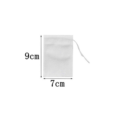 100 БР. Филтърни торбички за чай Еднократна чанта за запарки за чай с шнур Неизбелени празни торбички за чай за насипен чай Стадо кафе