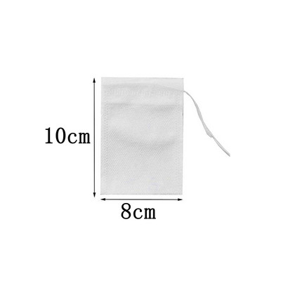 100 БР. Филтърни торбички за чай Еднократна чанта за запарки за чай с шнур Неизбелени празни торбички за чай за насипен чай Стадо кафе