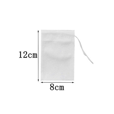 100 БР. Филтърни торбички за чай Еднократна чанта за запарки за чай с шнур Неизбелени празни торбички за чай за насипен чай Стадо кафе