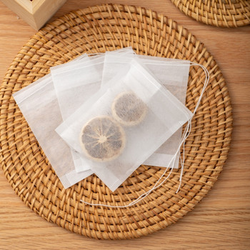 100 бр. Пакети за чай Филтърни торбички за еднократна употреба за инфузьор за чай и подправки Хранителна царевица PLA Fiber Fabric Филтри за подправки Торбички за чай