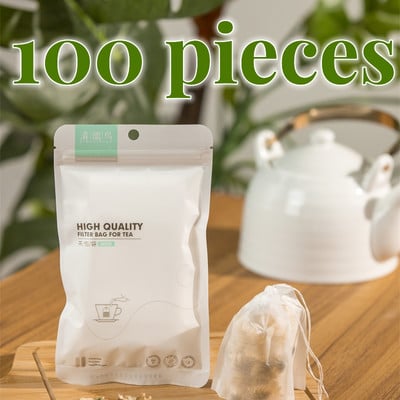 100 gab. Tējas maisiņi Vienreizlietojamie filtra maisiņi tējas garšvielu iepildītājam Pārtikas kvalitātes kukurūzas PLA šķiedras auduma garšvielu filtri tējas maisiņi