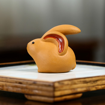 1PC Mini Tea Pets Rabbit Teaware Kung Fu Tea Set Пурпурна глинена кана за чай Ръчно изработена креативна тенджера с върха на пръстите Игра на чай