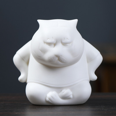 1 db Retro Pet Cat Kung Fu Tea asztaldísz Irodai Vintage Kerámia Dísz Tanulmányi Irodai dekoráció Teajáték Ajándék Kitty Tea Kisállat