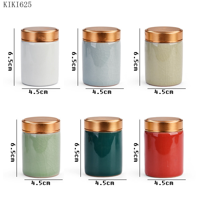 Mūsdienīgas keramikas mini tējas kannas ar sakausējuma vākiem Sadzīves aizzīmogotas uzglabāšanas kannas Pārnēsājamas ceļojumu tējas kastes Skārda kannas Virtuves konteiners