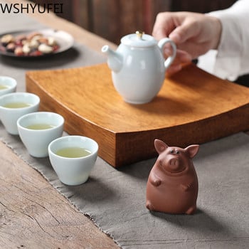 1 PCS Purple Clay Tea pet piggy Statue tea Figurine Lucky Ornament Boutique oolong tea Аксесоари декорация Ръчно изработени занаяти