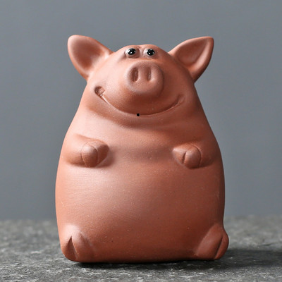 1 gab Purpura māla tēja mājdzīvnieku cūciņa Statujas tēja figūriņa Lucky Ornament Boutique oolong tēja Piederumi rotājumi Roku darbs Amatniecība