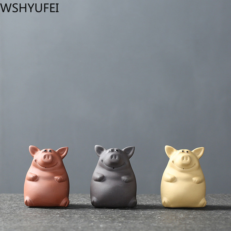 1 gab Purpura māla tēja mājdzīvnieku cūciņa Statujas tēja figūriņa Lucky Ornament Boutique oolong tēja Piederumi rotājumi Roku darbs Amatniecība