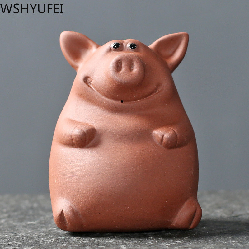 1 gab Purpura māla tēja mājdzīvnieku cūciņa Statujas tēja figūriņa Lucky Ornament Boutique oolong tēja Piederumi rotājumi Roku darbs Amatniecība