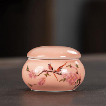 Мини порцеланов запечатан буркан за чай Китайски стил Пролетен модел Козметика Кутия за чай Кухненска подправка Кафе Кутия за чай
