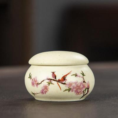 Mini porcelán zárt tároló teaüveg kínai stílusú tavaszi mintás kozmetikumok teakanna konyhai fűszer kávé teás doboz