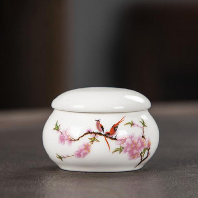 Mini porcelán zárt tároló teaüveg kínai stílusú tavaszi mintás kozmetikumok teakanna konyhai fűszer kávé teás doboz