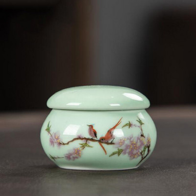 Mini porcelán zárt tároló teaüveg kínai stílusú tavaszi mintás kozmetikumok teakanna konyhai fűszer kávé teás doboz