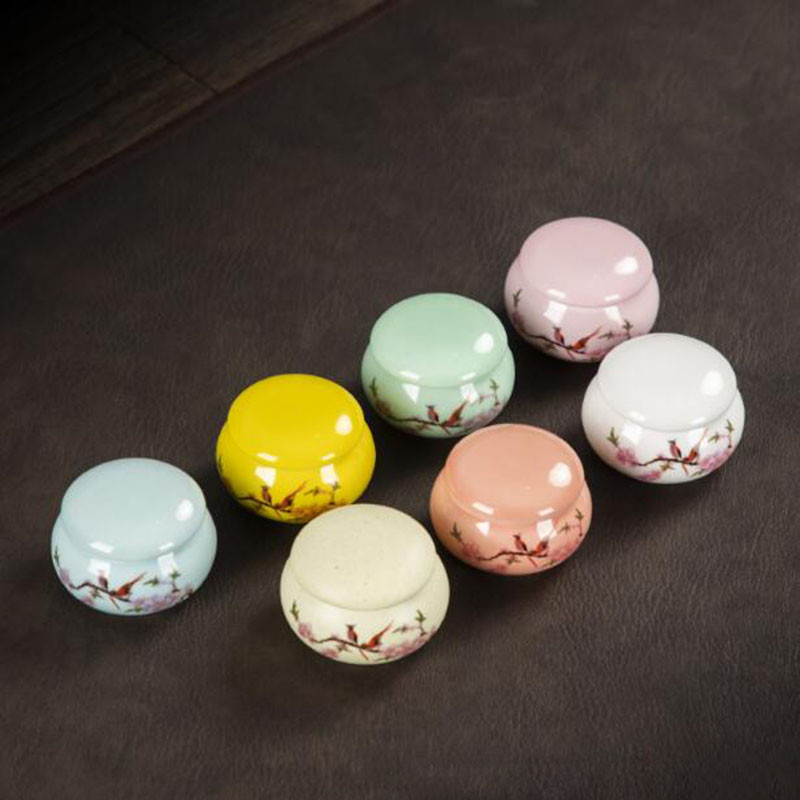 Mini porcelán zárt tároló teaüveg kínai stílusú tavaszi mintás kozmetikumok teakanna konyhai fűszer kávé teás doboz