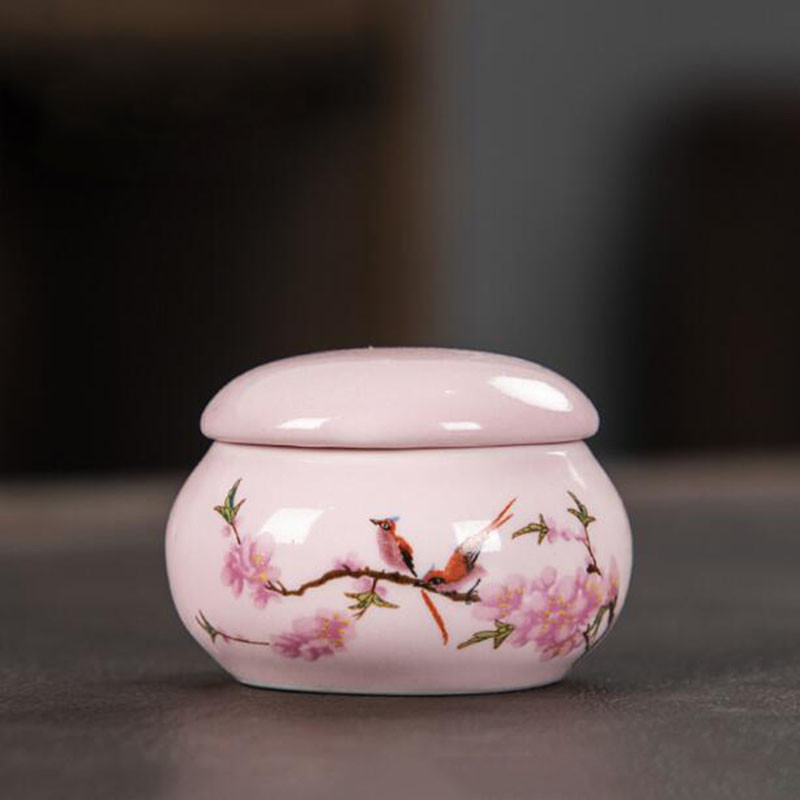 Mini porcelán zárt tároló teaüveg kínai stílusú tavaszi mintás kozmetikumok teakanna konyhai fűszer kávé teás doboz