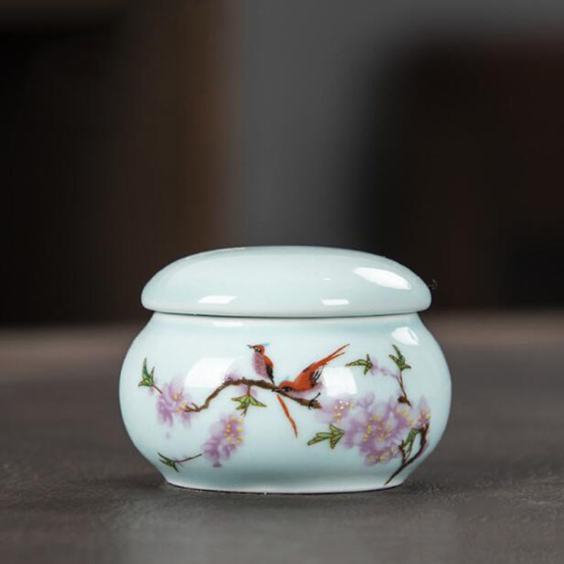 Mini porcelán zárt tároló teaüveg kínai stílusú tavaszi mintás kozmetikumok teakanna konyhai fűszer kávé teás doboz