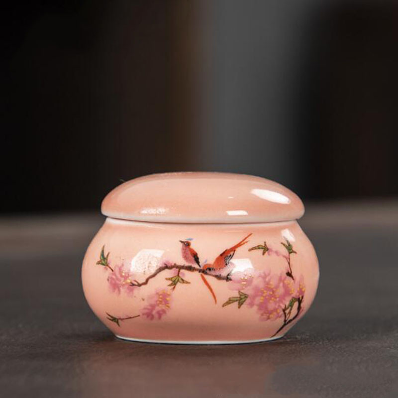 Mini porcelán zárt tároló teaüveg kínai stílusú tavaszi mintás kozmetikumok teakanna konyhai fűszer kávé teás doboz