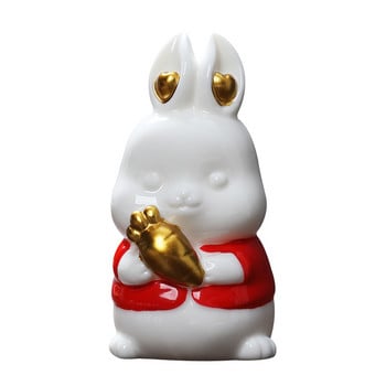 1PC Yixing Ceramics Tea Pet Gold Ingot Rabbit Model Statue Ръчно изработен декор за настолен офис Орнамент Бутикова чаена церемония