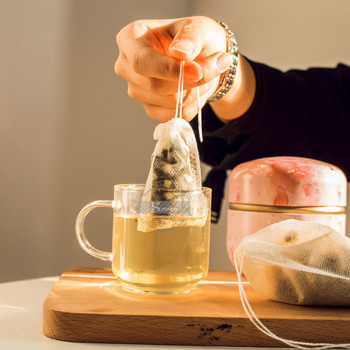 100 бр. Филтърни торбички за чай за еднократна употреба Нетъкан текстилни торбички за чай с нишка Heal Seal Филтри за подправки Торбички за чай