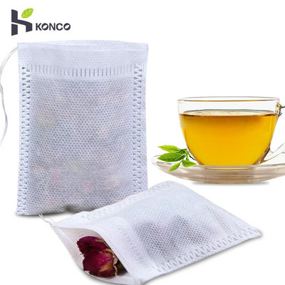 100 buc saci de ceai de unică folosință cu filtru de ceai, de calitate alimentară, pliculețe de ceai din țesătură nețesată cu șir Heal Seal Filtre de condimente Pliculete de ceai