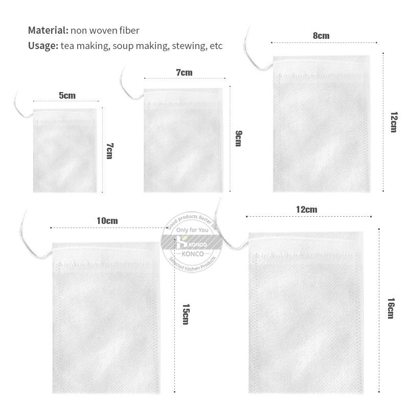 100 vnt. vienkartiniai arbatos filtrų maišeliai Maisto klasės neaustiniai arbatos maišeliai su „String Heal Seal“ prieskonių filtrais arbatos maišeliai