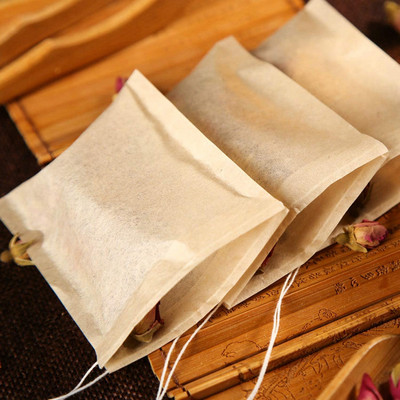 100 buc. Filtru de pliculete de ceai de unică folosință, filtru biodegradabil, din celuloză naturală de lemn, pungi de filtru de hârtie, pliculețe goale pentru strecurătoare de ceai din ierburi.