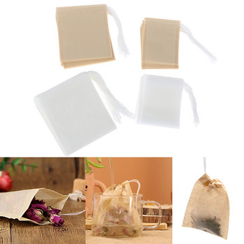 100 бр./партида хартиени торбички за чай Филтърни празни торбички с шнур за билков насипен чай