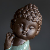 1 Gb Yixing Purple Clay Maza tēja Mājdzīvnieks Laimīgais Budas statuete Ornaments Boutique Tējas piederumi Amatniecība Mājas tējas dekorēšana