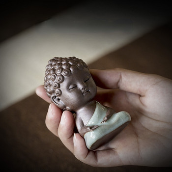 1 ΤΕΜ. Yixing Purple Clay Small Tea Pet Lucky Buddha Figurine Boutique Tea Accessories Crafts Διακόσμηση τσαγιού σπιτιού