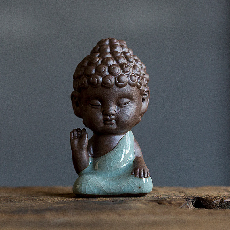 1 Gb Yixing Purple Clay Maza tēja Mājdzīvnieks Laimīgais Budas statuete Ornaments Boutique Tējas piederumi Amatniecība Mājas tējas dekorēšana