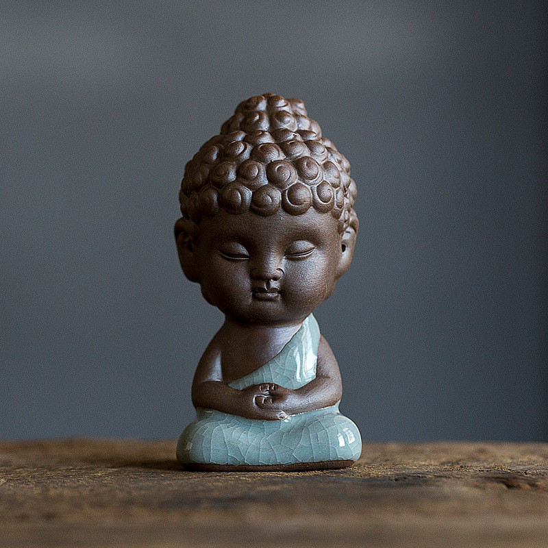 1 Gb Yixing Purple Clay Maza tēja Mājdzīvnieks Laimīgais Budas statuete Ornaments Boutique Tējas piederumi Amatniecība Mājas tējas dekorēšana