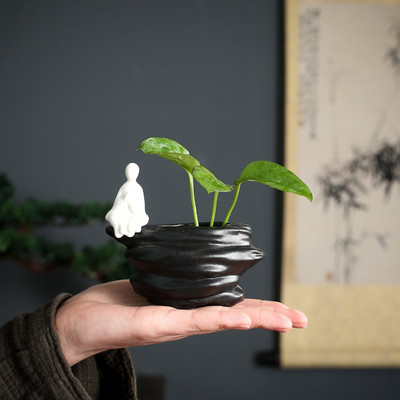 1GB Keramikas Tēja mājdzīvnieks Rotājumi tēja Statute Desktop puķu pods hidroponisks augs Mājas dekorēšana Tēja Piederumi Amatniecība