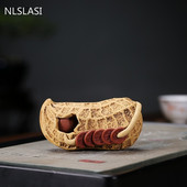 1Gb Yixing Purple Clay Tēja mājdzīvnieks Zemesriekstu statuja Rotājumi Laimes tēja Figurīna Boutique Tēja Dekorācijas piederumi Roku darbs Amatniecība