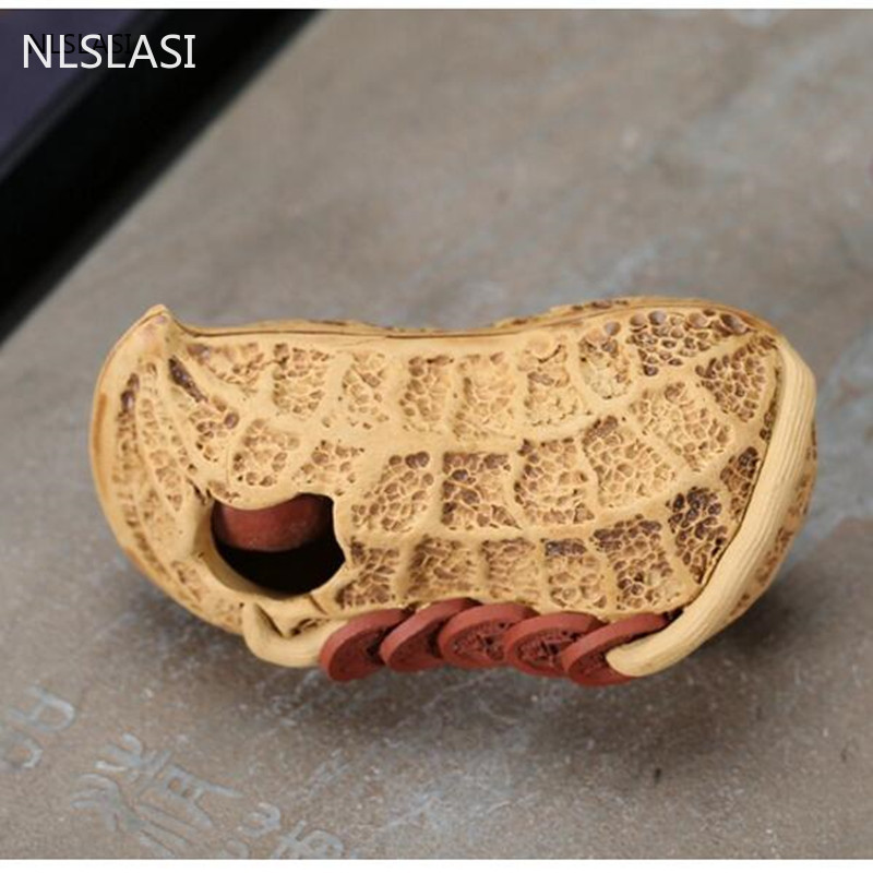 1Gb Yixing Purple Clay Tēja mājdzīvnieks Zemesriekstu statuja Rotājumi Laimes tēja Figurīna Boutique Tēja Dekorācijas piederumi Roku darbs Amatniecība