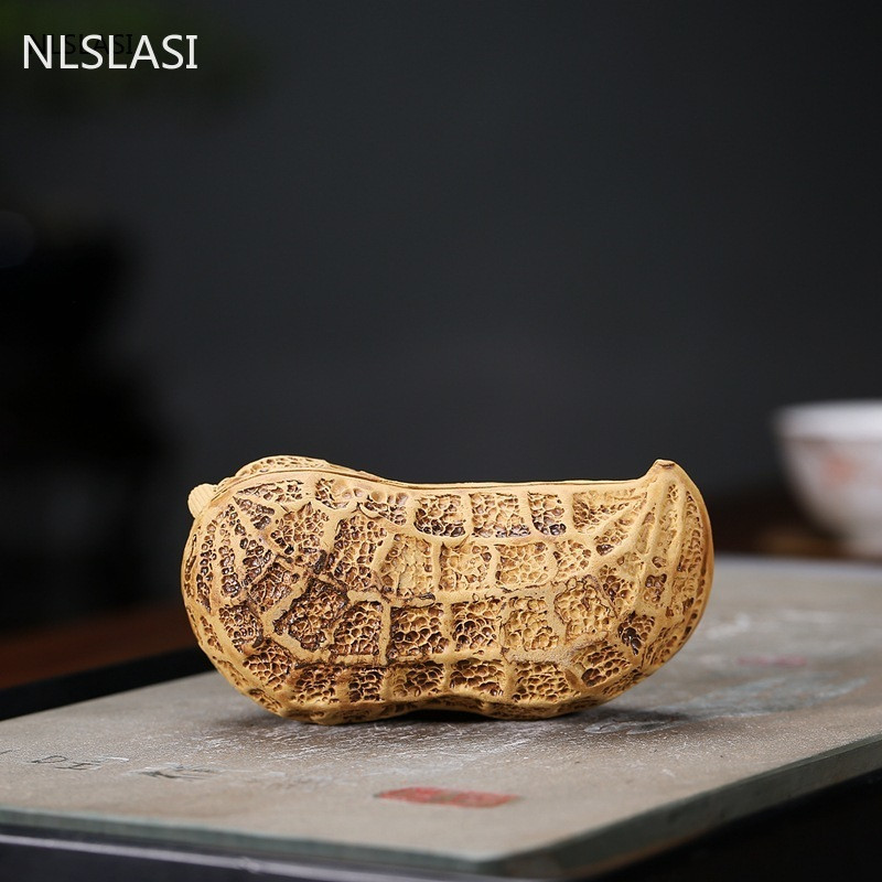 1Gb Yixing Purple Clay Tēja mājdzīvnieks Zemesriekstu statuja Rotājumi Laimes tēja Figurīna Boutique Tēja Dekorācijas piederumi Roku darbs Amatniecība