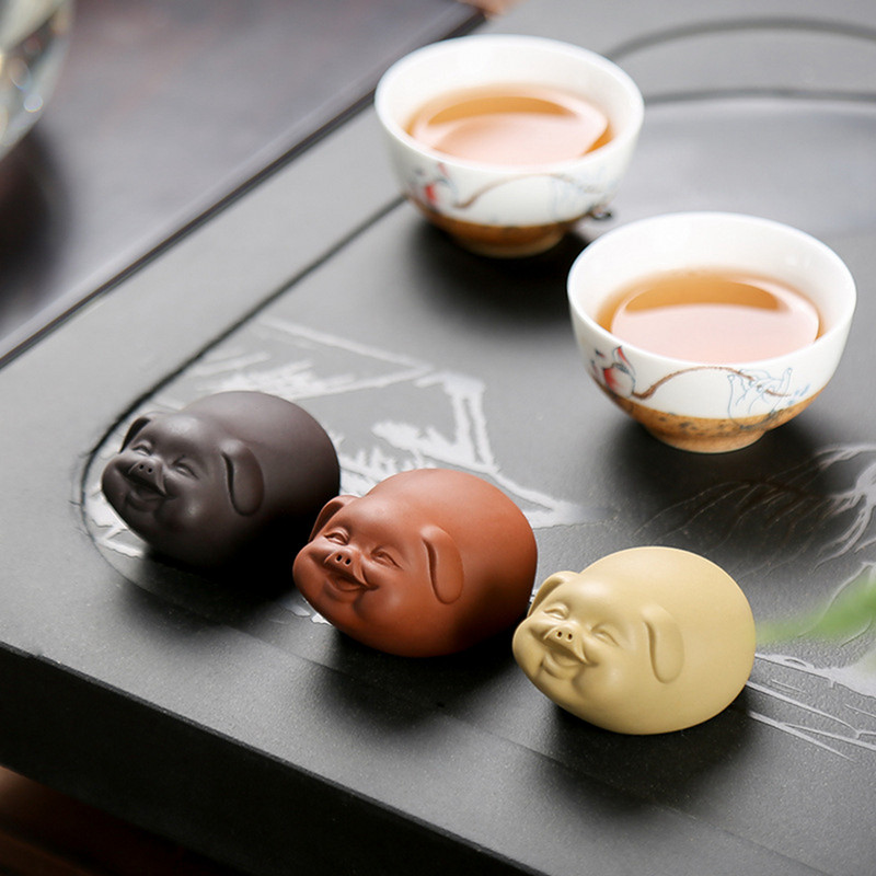Tējas mājdzīvnieku dekorēšana Creative Lucky Pig Shape Tējas paplātes dekors Mājas galda rotājumi Tējas piederumi