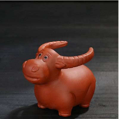 Класически лилав глинен чай Украшение за домашен любимец Прекрасен модел на едър рогат добитък Украса Декорация на саксия за дома Бутикови аксесоари за чаена церемония