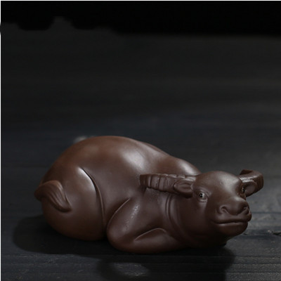 Класически лилав глинен чай Украшение за домашен любимец Прекрасен модел на едър рогат добитък Украса Декорация на саксия за дома Бутикови аксесоари за чаена церемония