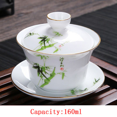 Gaiwan teáscsésze Kerámia KungFu teástál arany keretes teáscsésze teás tálka Teástál fehér porcelán egyszerű három CAI borítású tál 160ml