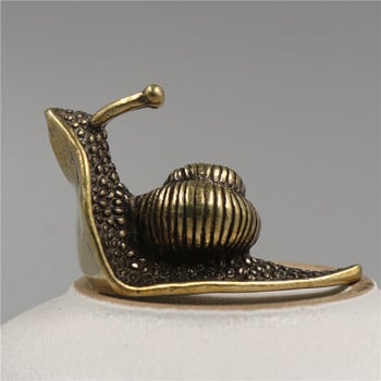 2Pcs Brass Snail Tea Pet Artificial Stare Antique Collection Brass Desktop Decoration Чайни аксесоари Tea Pets Solid Core Snail