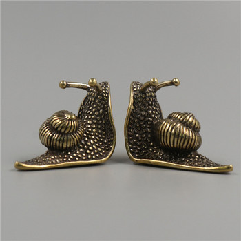 2Pcs Brass Snail Tea Pet Artificial Stare Antique Collection Brass Desktop Decoration Чайни аксесоари Tea Pets Solid Core Snail